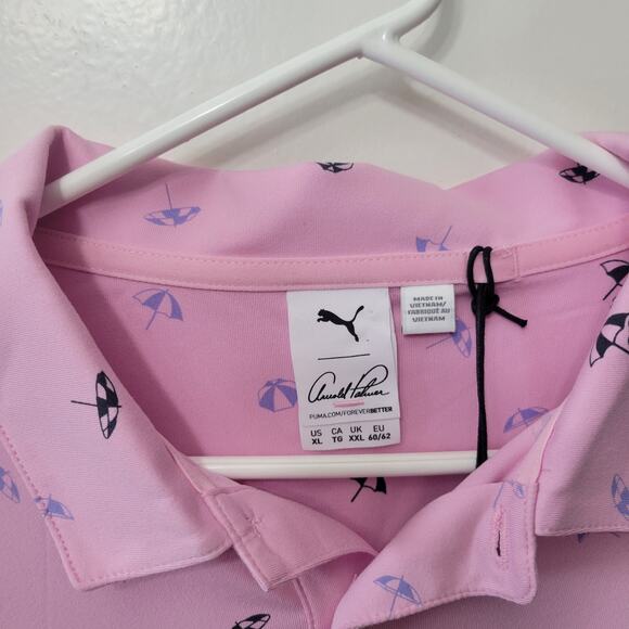 NWT PUMA AP CLOUDSPUN DANCING UMBRELLAS GOLF POLO 539556-01 PINK SZ XL (X-LARGE) - Picture 4 of 8